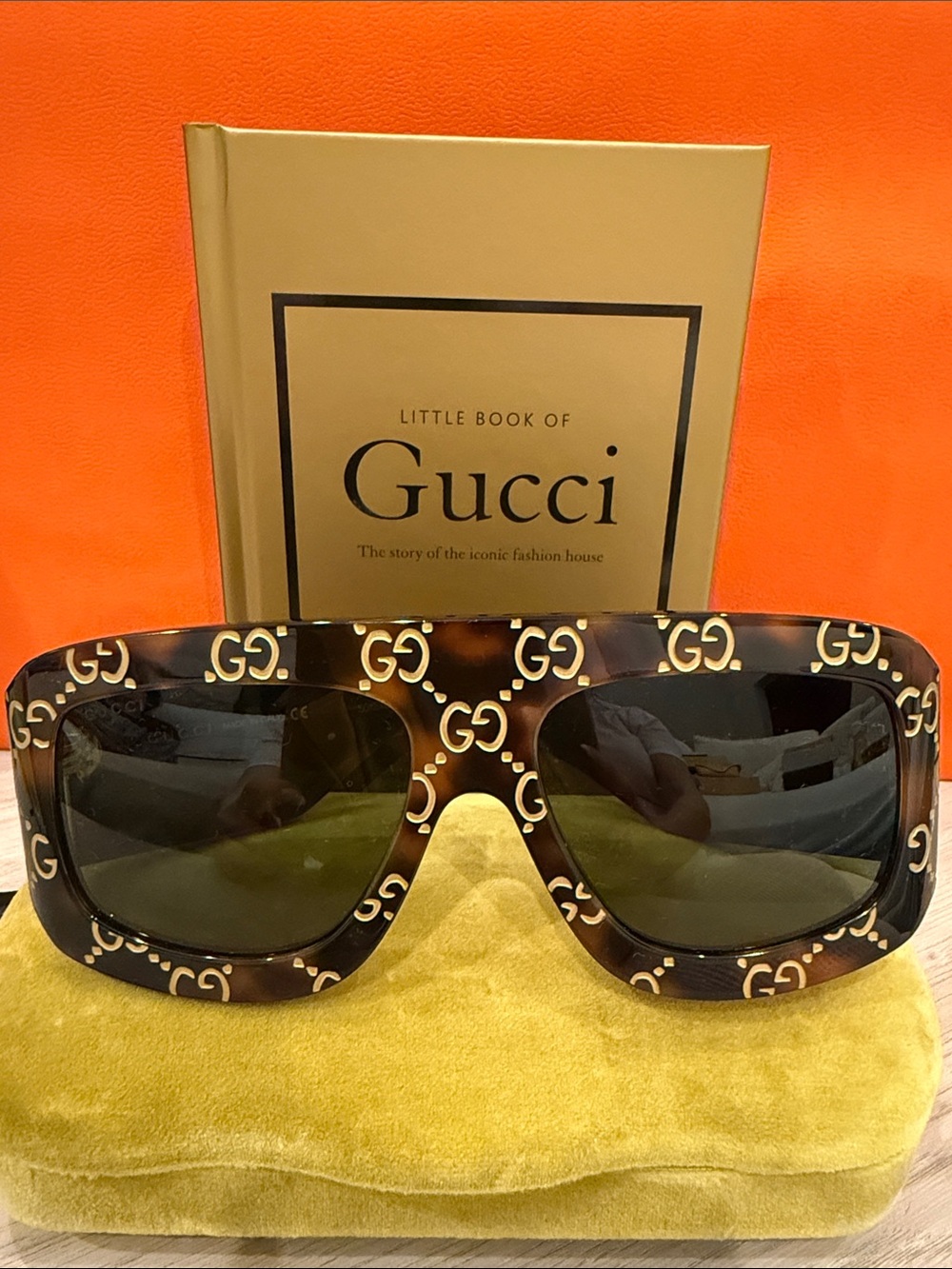 Gucci GG Monogram Oversized Square Sunglasses Tortoise Sold Out NEW - Picture 1 of 9
